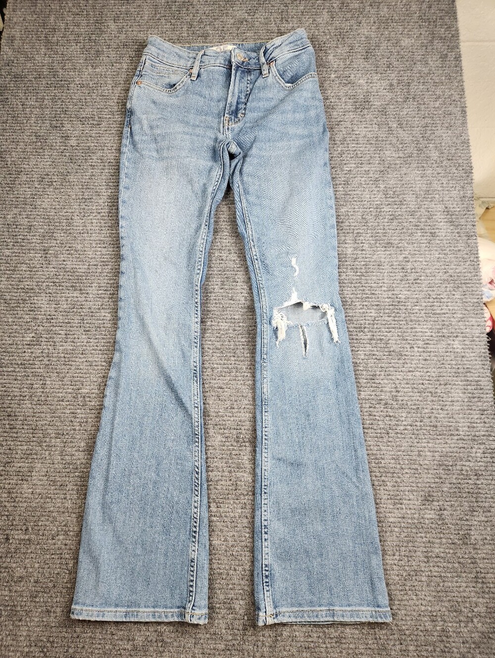 Free People Carmen Flare Jeans Vintage Indigo Blue Distressed Sz 25 NWT $98